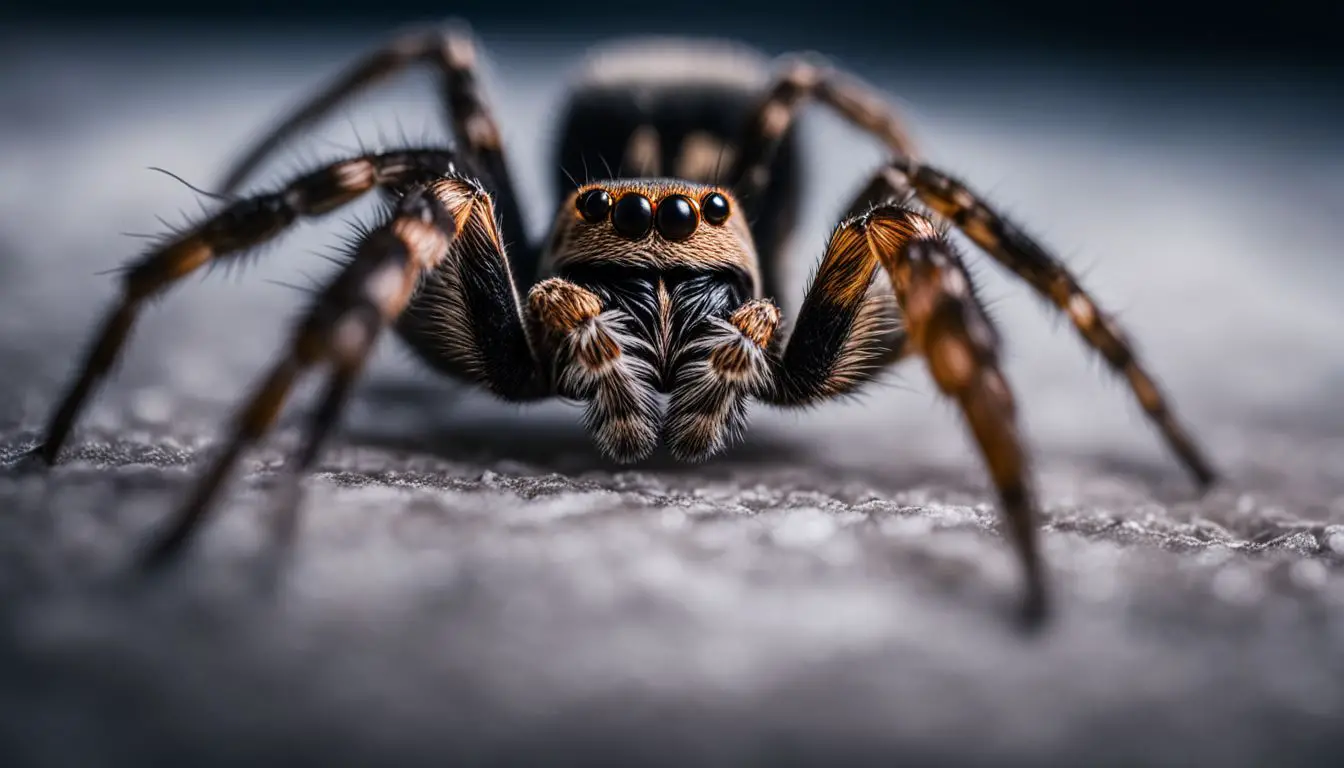 A spider crawling on a web in a dark corner.