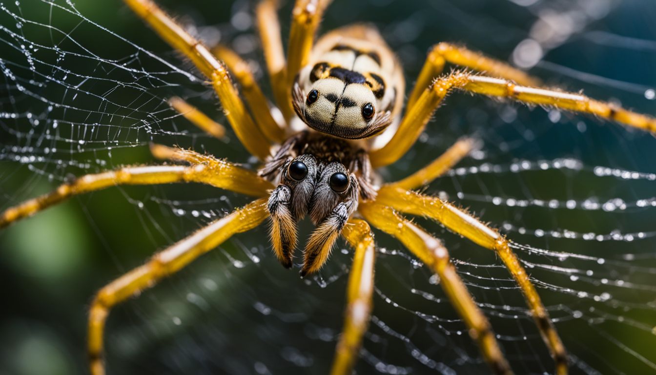 A close-up photo of various Hawaiian spider species on their webs.