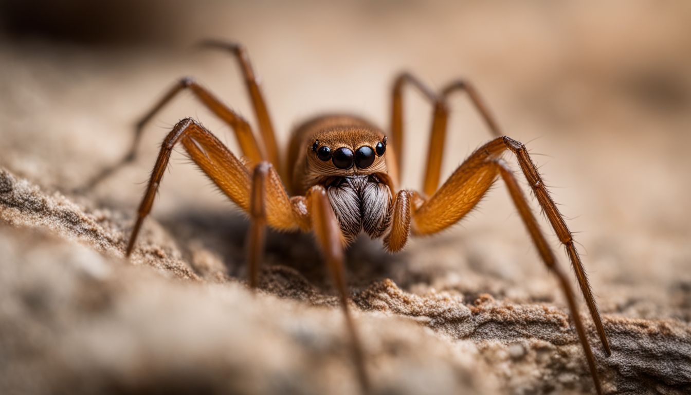 A close-up photo of a brown recluse spider in its natural habitat.