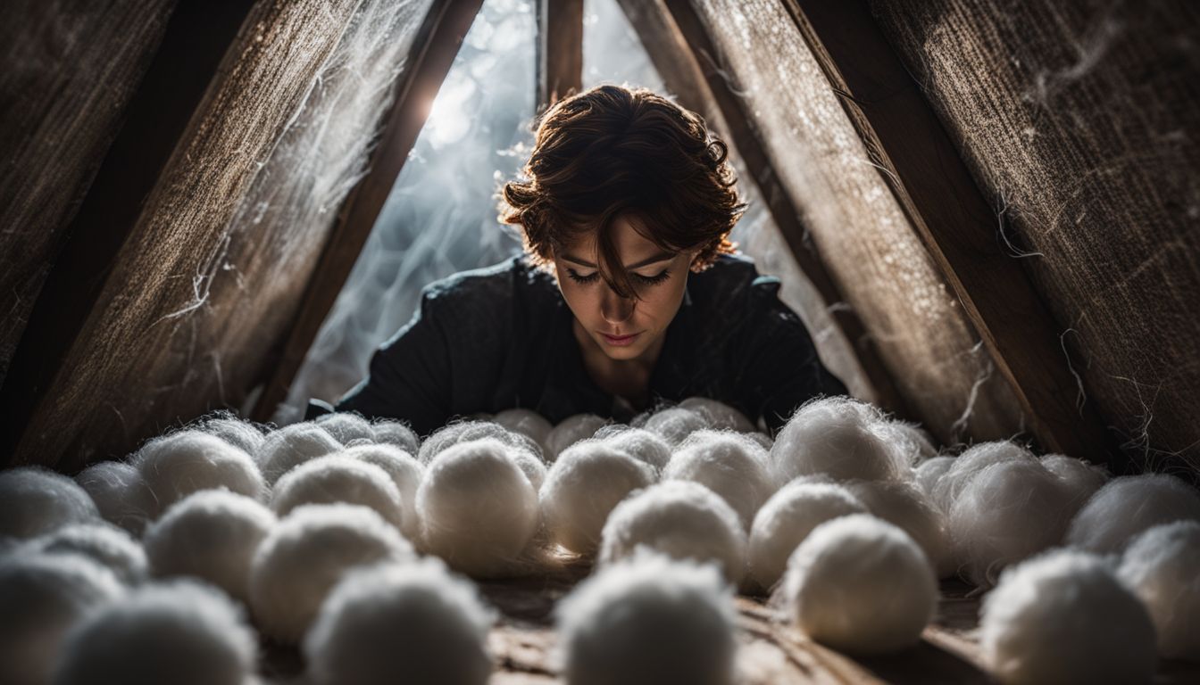 A stack of mothballs in a cobweb-filled attic.