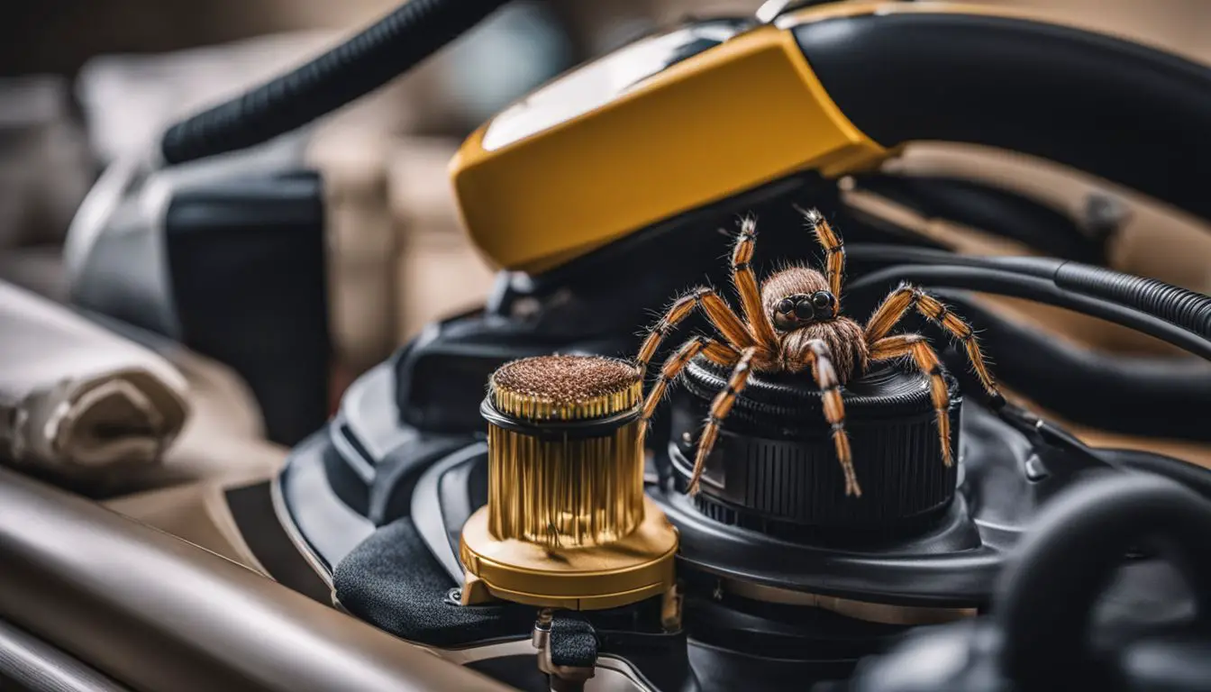 A spider stuck in a vacuum surrounded by different models.
