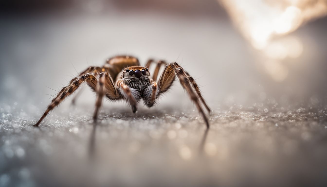 A spider trapped in hairspray on a bathroom floor.