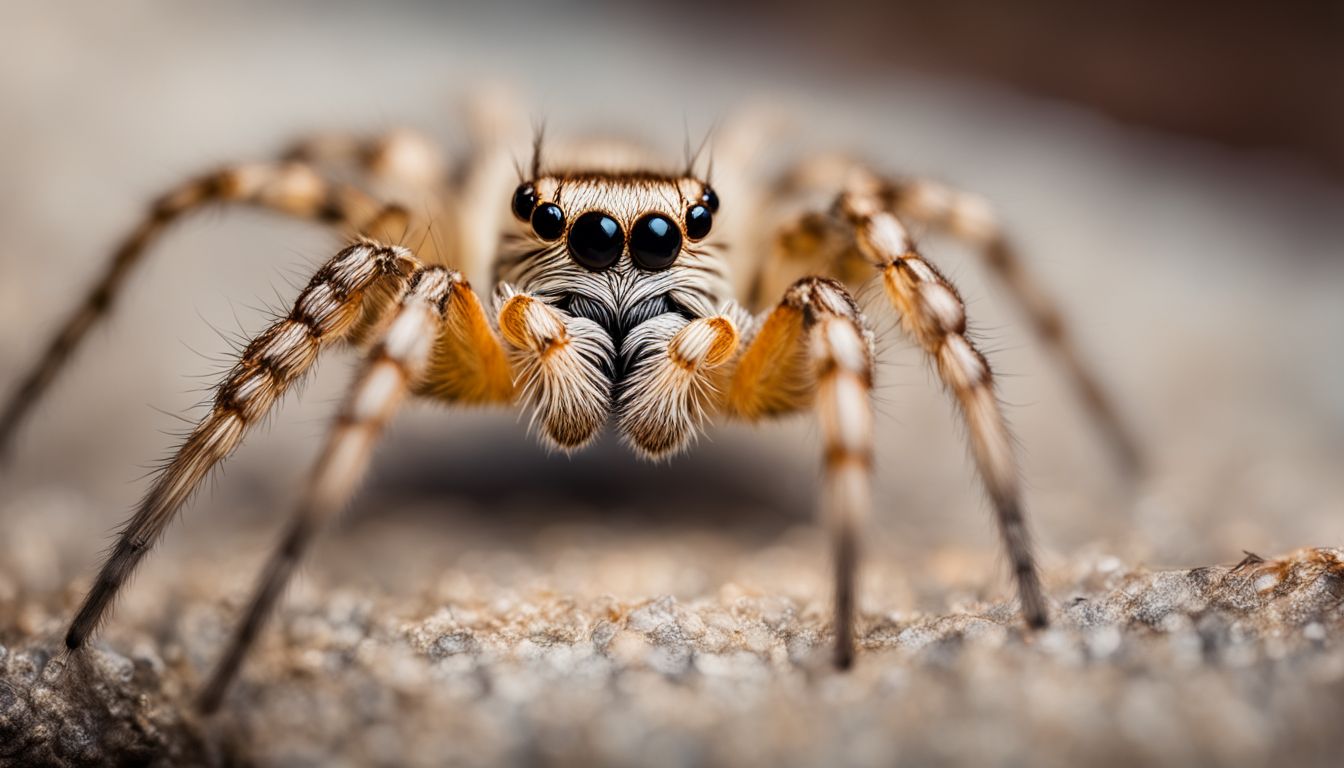 A close-up photo of a spider's hairy legs detecting scents.