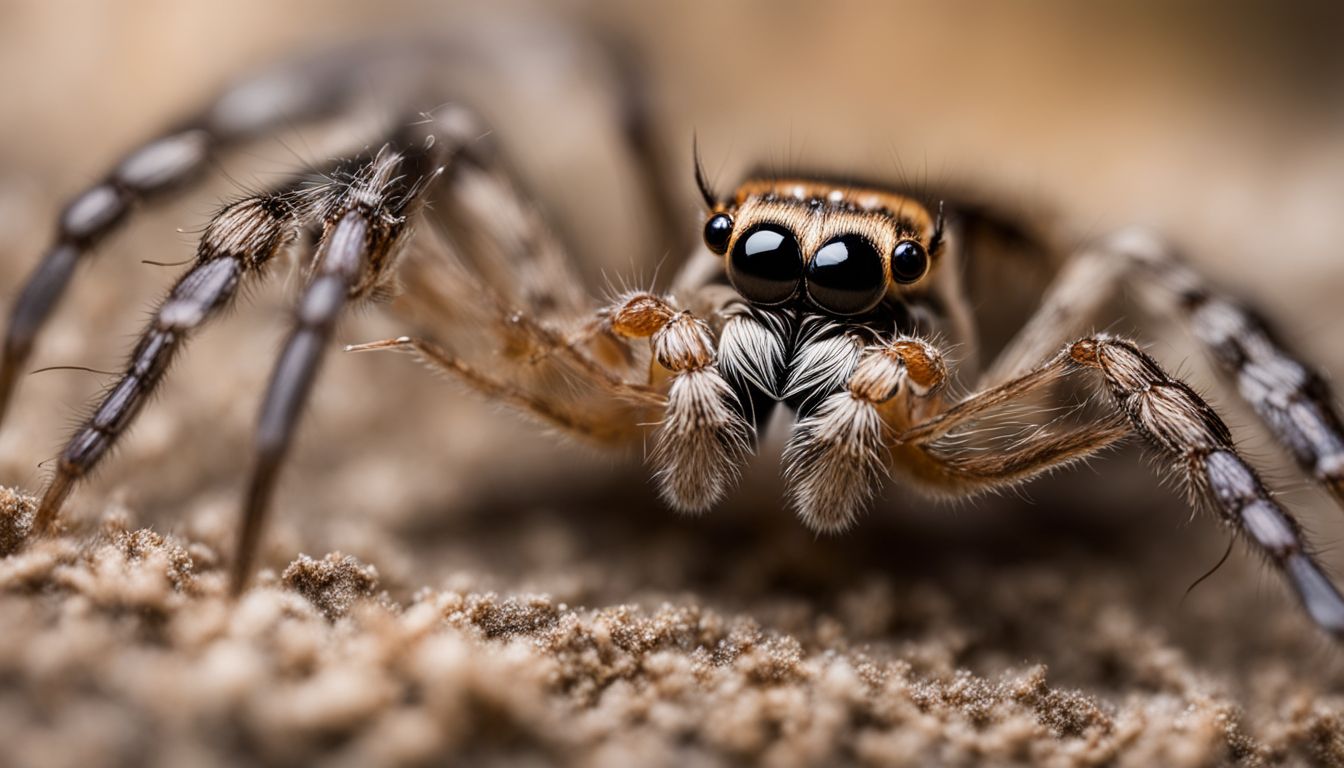A close-up photo of a spider tasting its prey.
