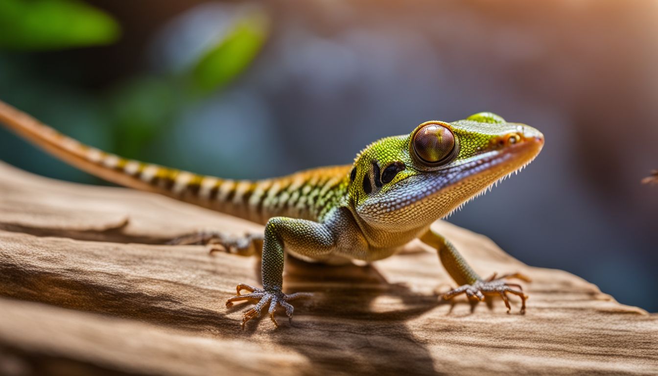 A gecko hunting and catching a cockroach in a natural environment.